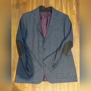 English Laundry Tartan Wool Sport Preppy Men Blazer Removable Bib Elbow Patch XL